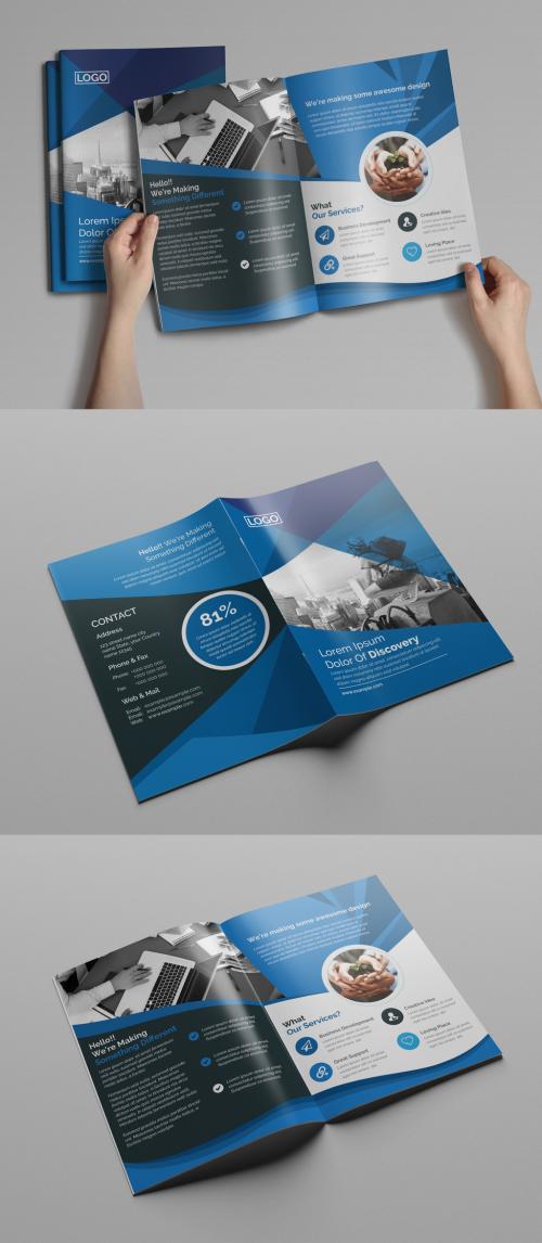 Bifold Brochure Layout with Abstract Elements - 250914795