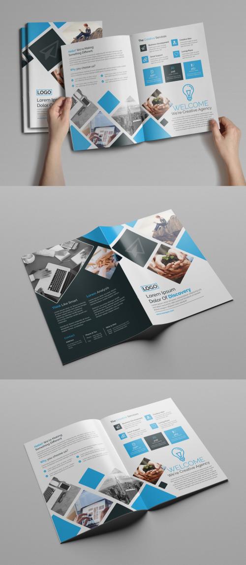 Bifold Brochure Layout with Abstract Elements - 250914858