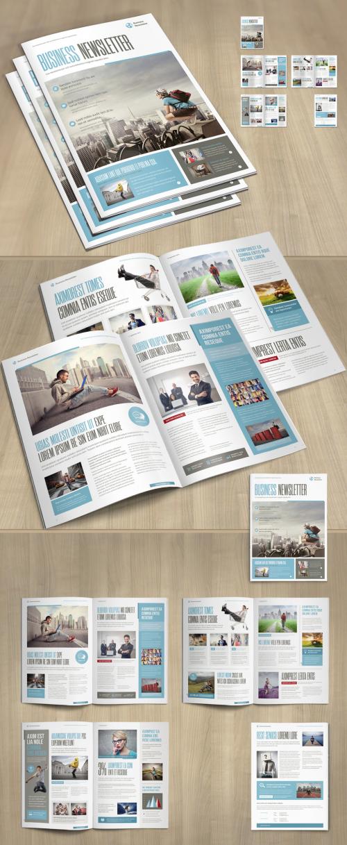 Brochure Layout with Pale Blue and Gray Accents - 251424267