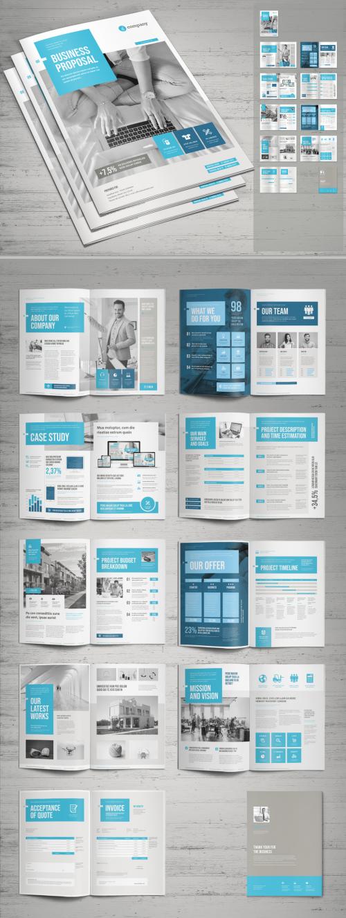 Business Proposal Layout with Blue Accents - 251424268