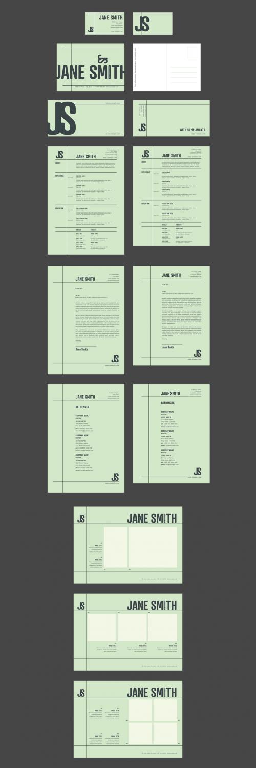 Resume, Portfolio and Postcard Layout Set - 251861342