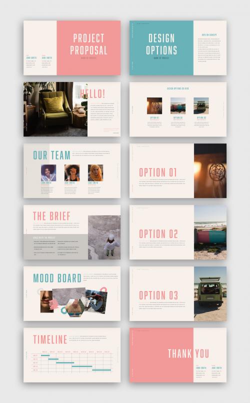 Project Proposal Layout with Pink and Blue Accents - 251861452