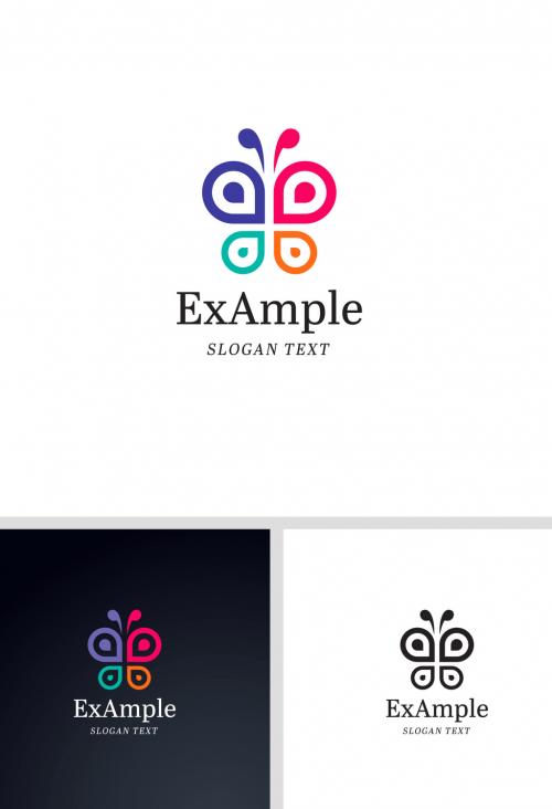 Multicolored Butterfly Logo Layout - 251861625