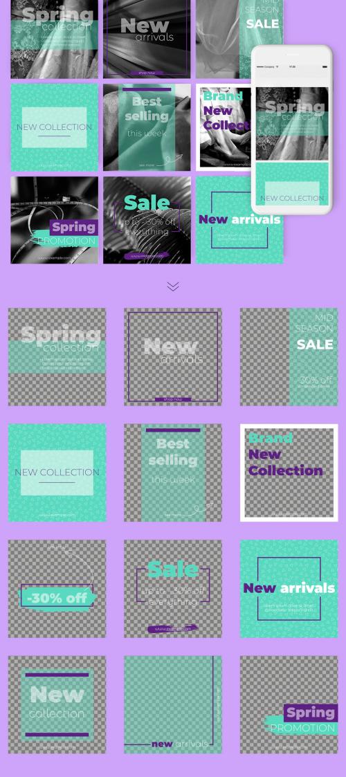 12 Social Media Post Layouts with Violet and Teal Accents - 251866521