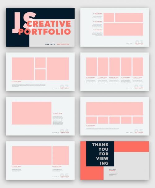 Web Portfolio Layout with Pink and Red Accents - 251878206