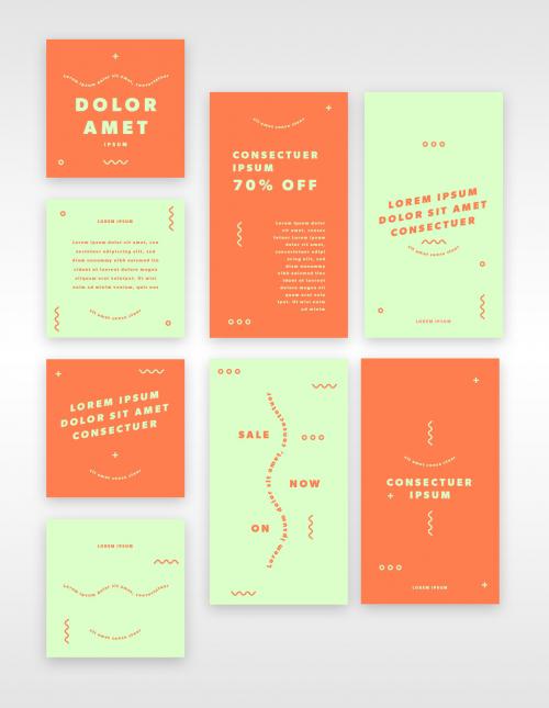 Eight Light Green and Orange Social Media Post Layouts - 251878305