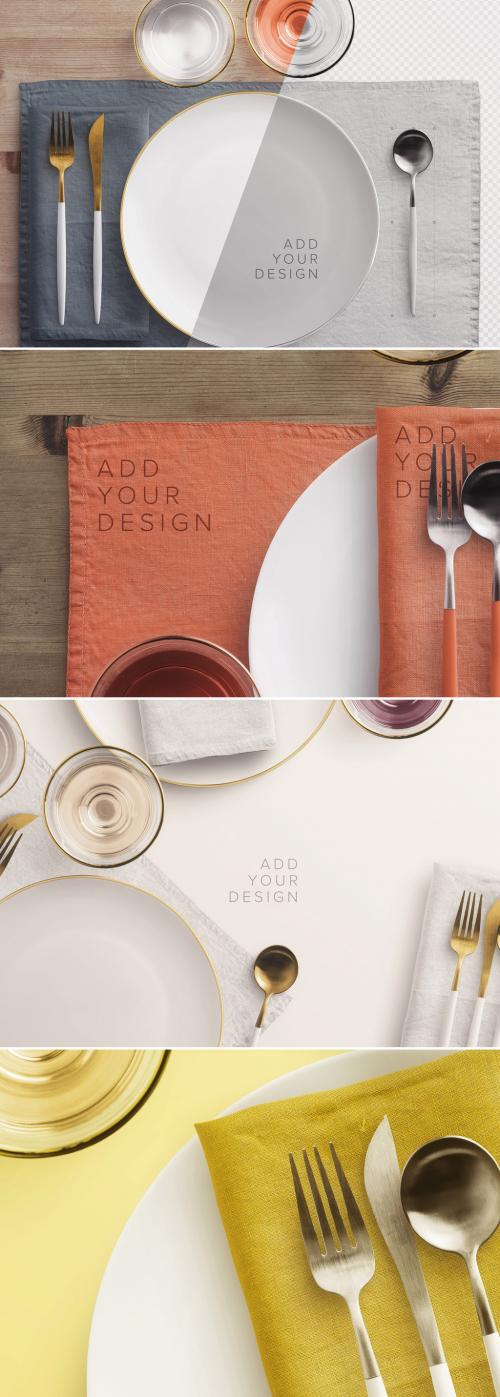 Dinner Table Placement Set Mockup  - 251907353