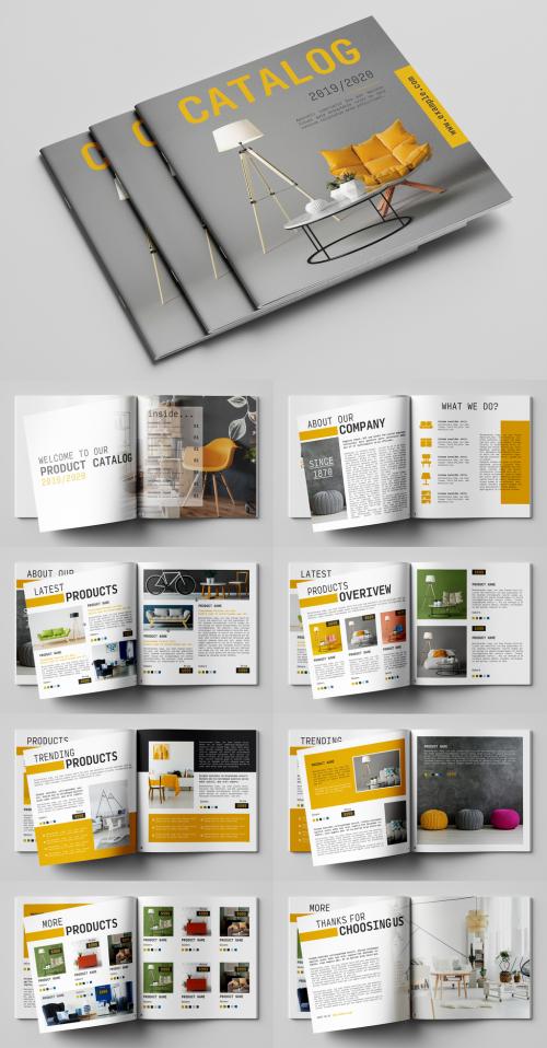 Product Catalog Layout with Orange Accents - 252070914