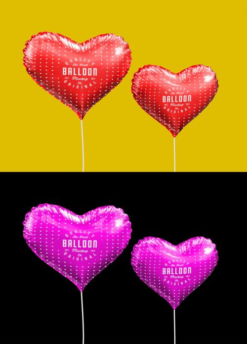 Two Metallic Heart Balloons Mockup - 252104013