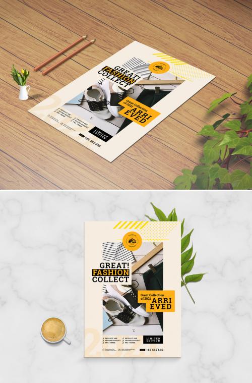 New Arrival Advertisement Flyer with Yellow Accents - 252126245