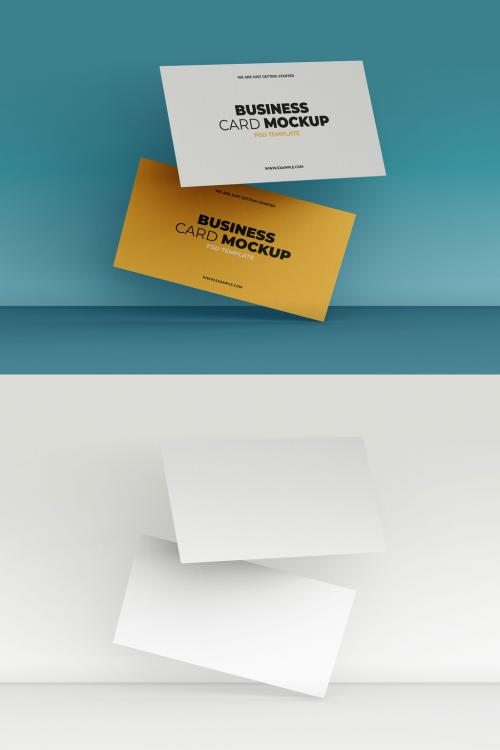 Two Floating Business Cards Mockup - 252307990