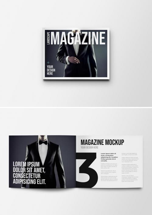 Open and Closed Landscape Magazine Mockup - 252900421