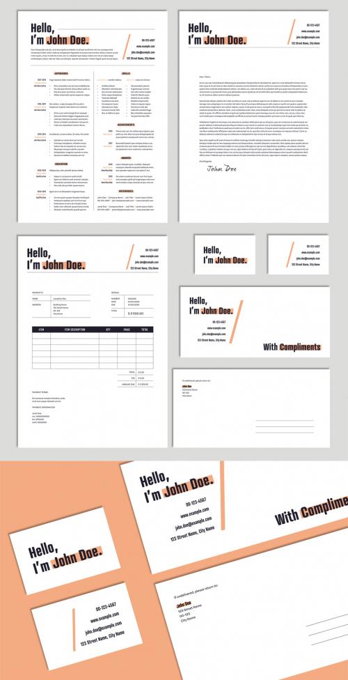 CV Stationery Set with Orange Accents - 252947308