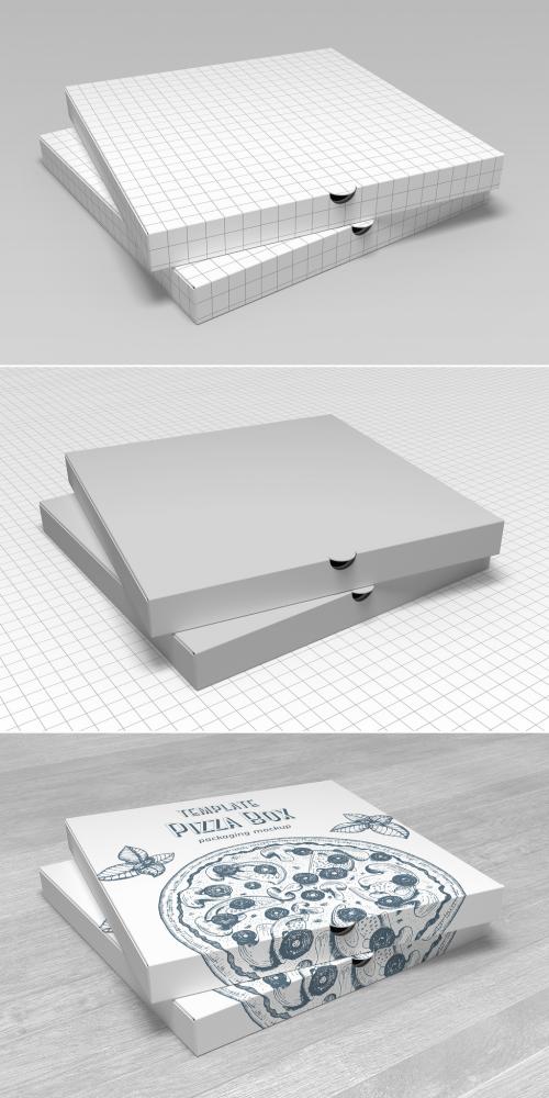 Two Closed Pizza Boxes Mockup - 253173327