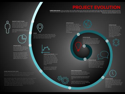 Infographic Layout with Spiral Design Element - 253386433