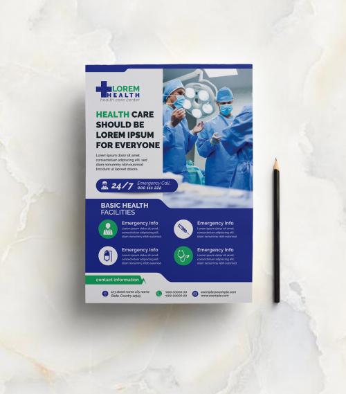 Medical Flyer Layout with Green and Blue Accents - 253418572