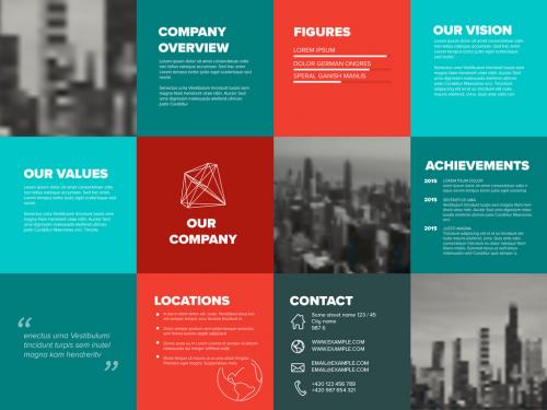 Web Layout with Blue and Red Squares - 253633934