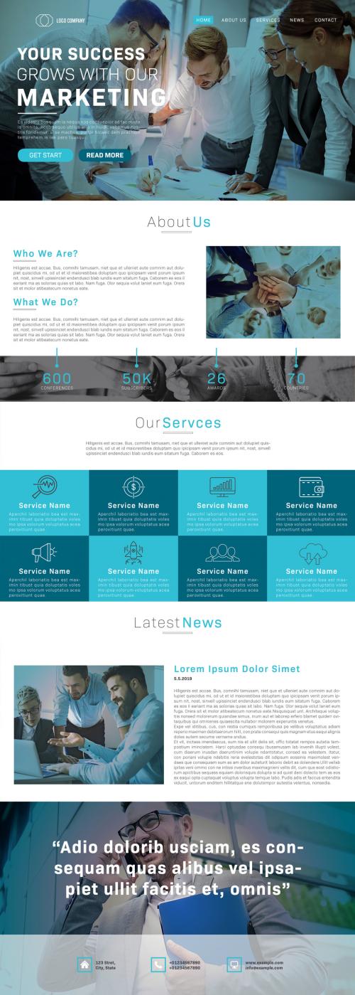 E-Newsletter Layout with Blue Accents - 253642979