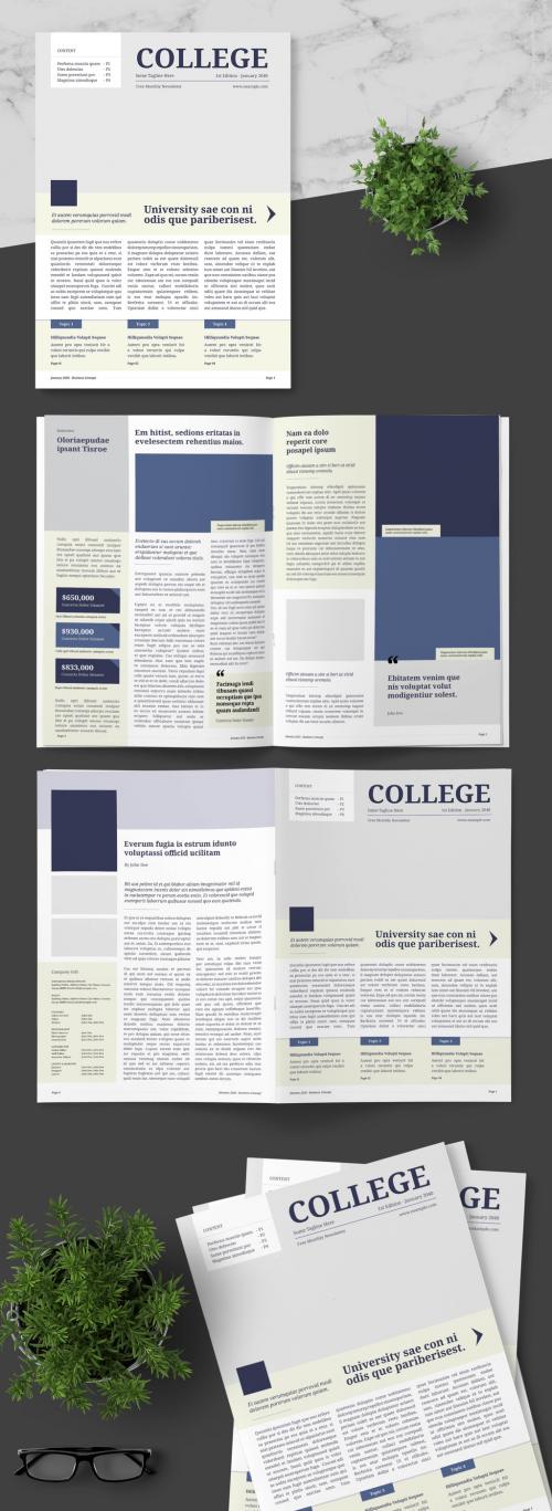 School Newsletter with Navy Blue Accents - 253857269