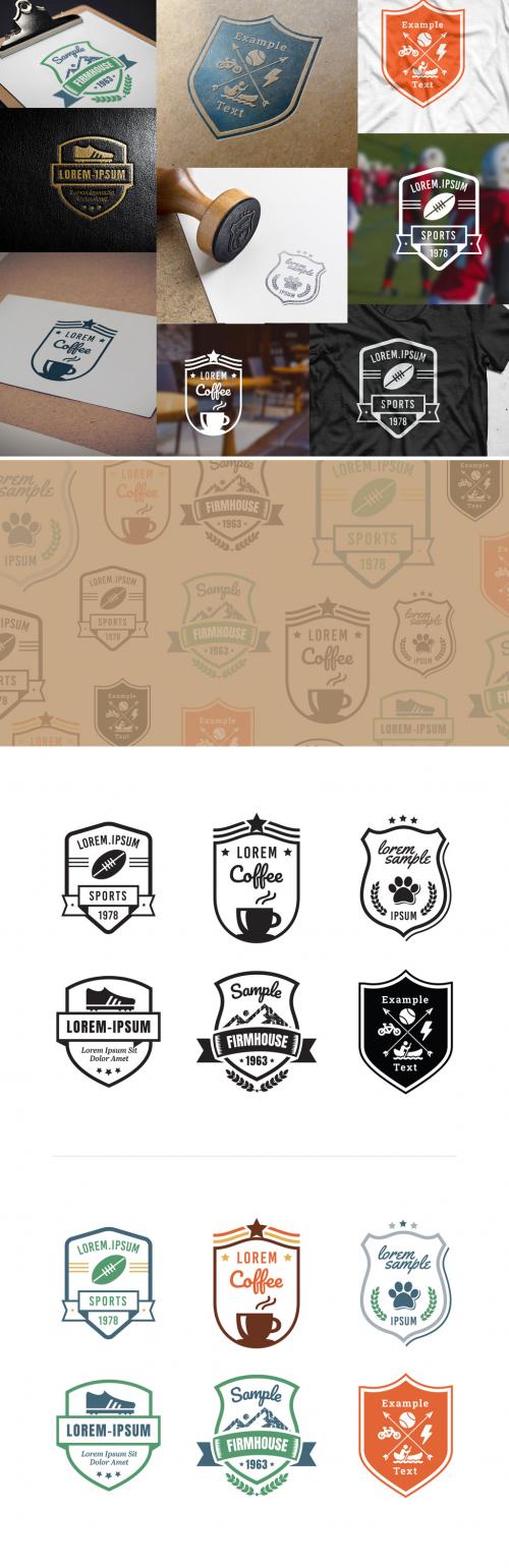 6 Retro Badge Layouts with Icons - 254449083