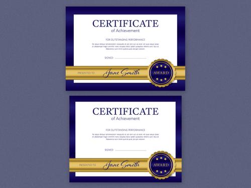 Certificate of Merit Layout with Blue Border - 254519350