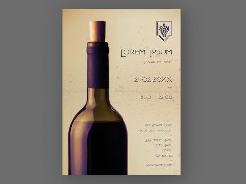 Poster Layout with Wine Bottle Photo Element - 254519939