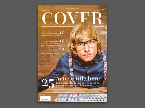 Magazine Cover Layout with Serif Font Elements - 254520646