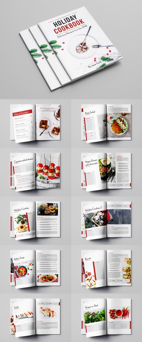 Cookbook Layout with Red Accents - 254724654