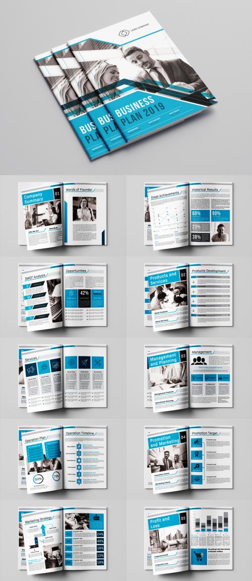 Business Plan Layout with Blue Accents - 254724769