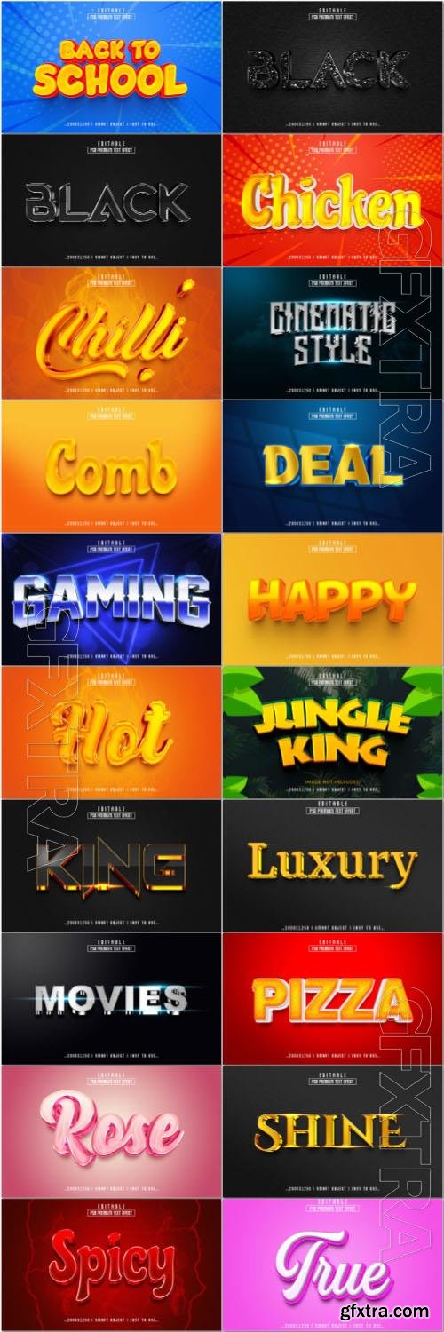 20 Psd style text effect editable set vol 74