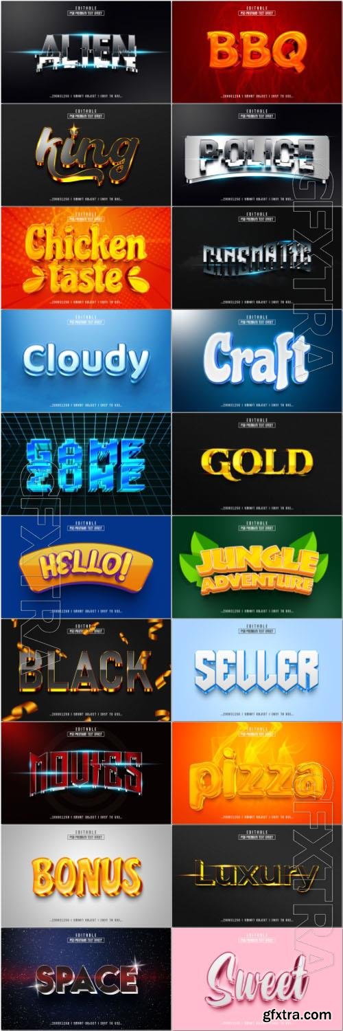 20 Psd style text effect editable set vol 73