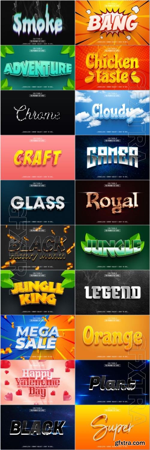 20 Psd style text effect editable set vol 72