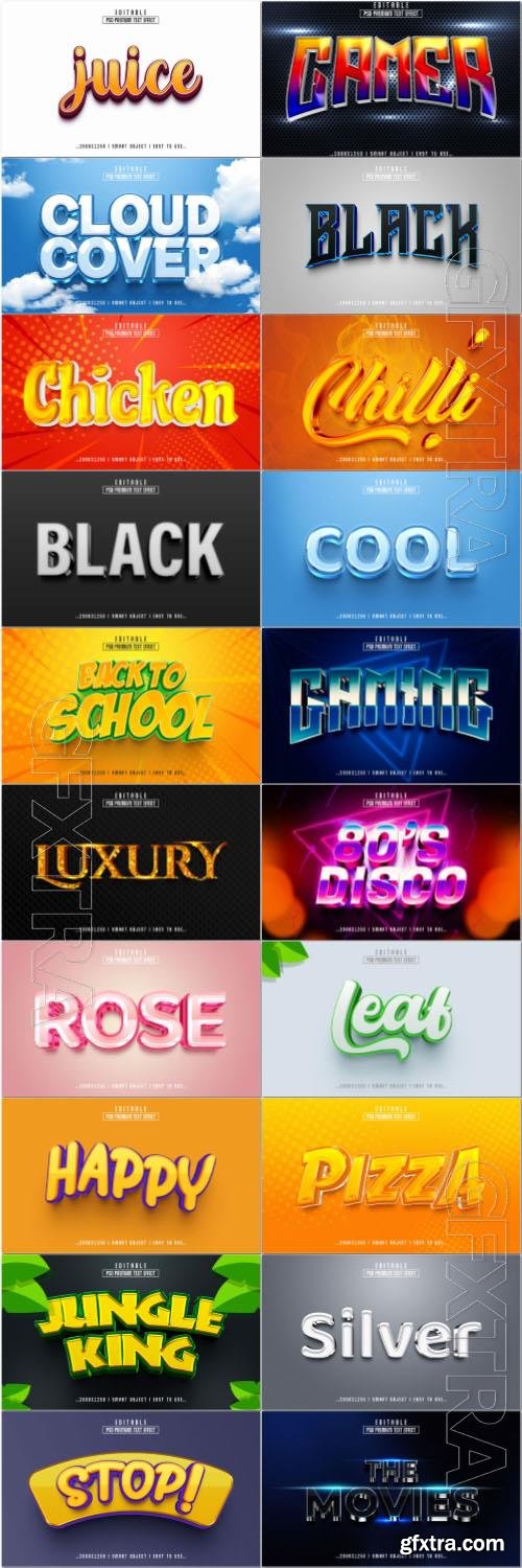 20 Psd style text effect editable set vol 71