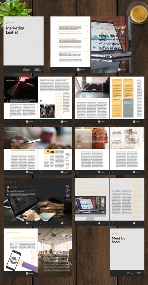 Marketing Booklet Layout with Yellow Accents - 254926317