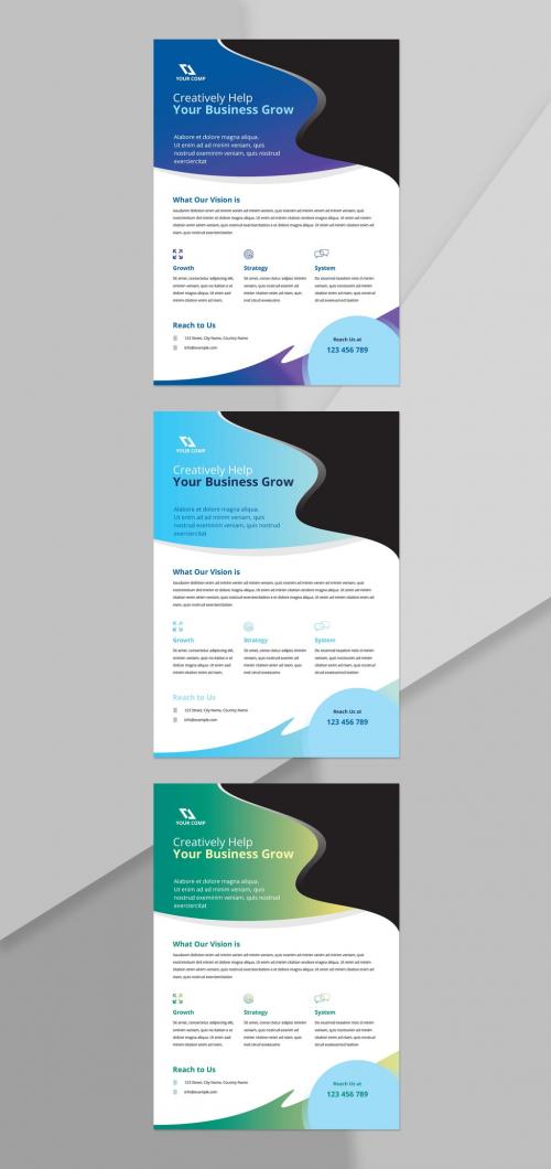 Flyer with Wavy Elements Layout - 254975026