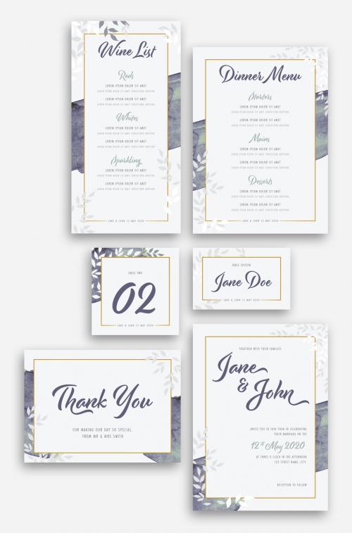 Wedding Suite with Watercolor and Floral Elements - 255011391