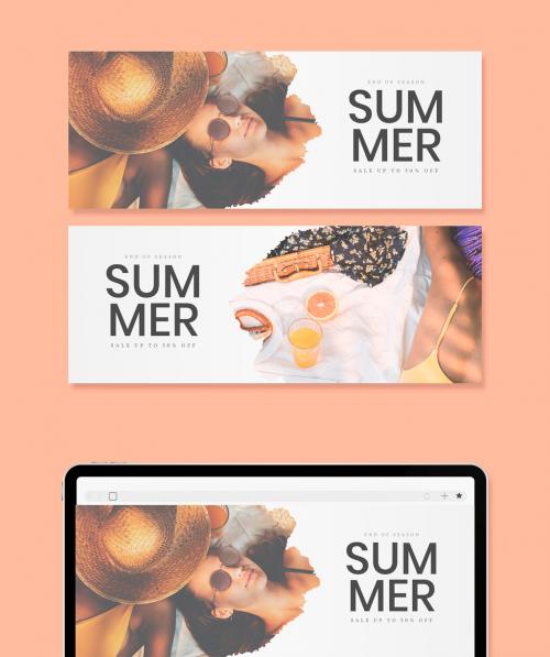 Web Banner Set with Vacation-Themed Images - 255259136