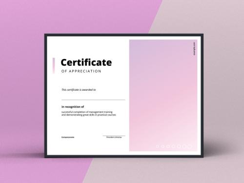 Award Certificate Layout with Pink Gradient Element - 255264707