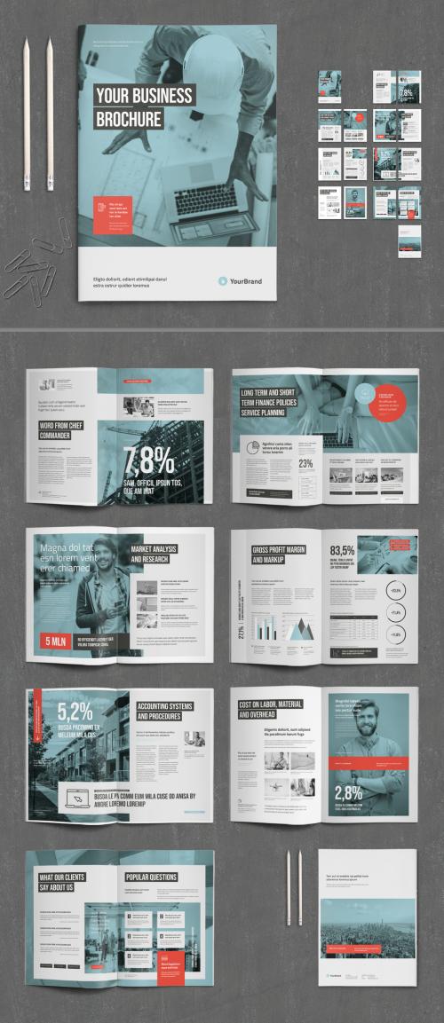 Business Brochure with Coral and Gray Accents - 255998606