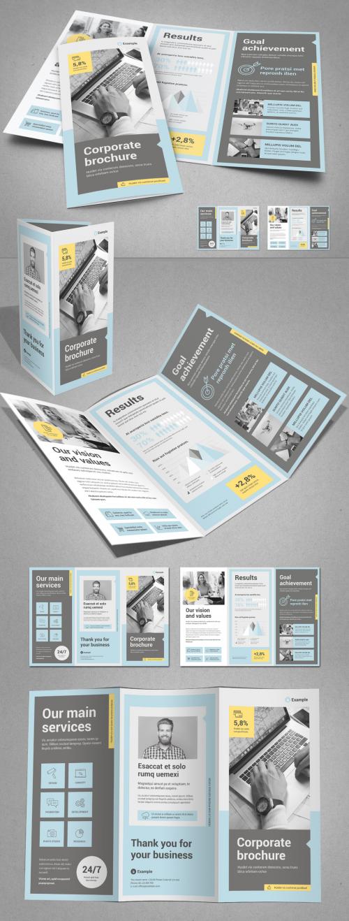 Trifold Brochure with Yellow Accents - 255998708