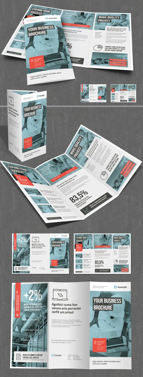 Trifold Brochure with Coral and Gray Accents - 255998775