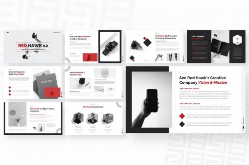 Red Hawk v2 Creative Red PowerPoint Template