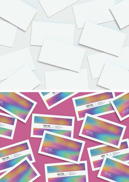 Scatter Business Cards on Editable Background Mockup - 256047365