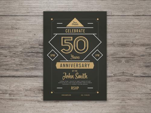 Anniversary Invitation with Gold Accents Layout - 256221251