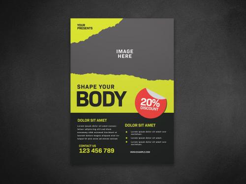 Fitness Flyer with Torn Texture Layout - 256221268