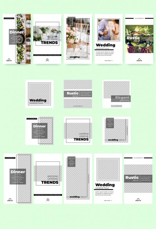 11 Social Media Posts and Stories Layouts With Grayscale Overlay Accents - 256251619