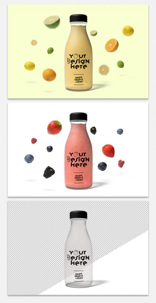 Juice Bottle with Fruit Mockup - 256294130