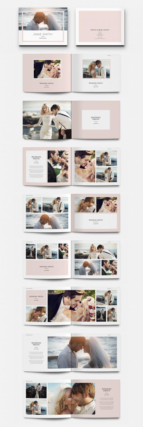 Photo Album Layout with Pastel Pink Accents - 256304804
