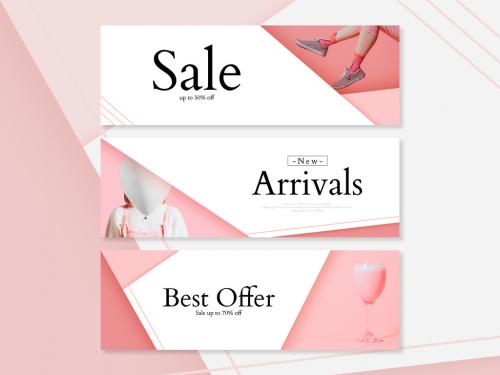 Sale Banner Layouts with Pink Accents - 256682924