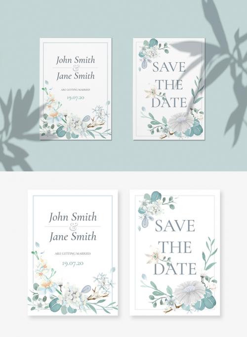 Blue Floral Wedding Save the Date Layout - 256682968